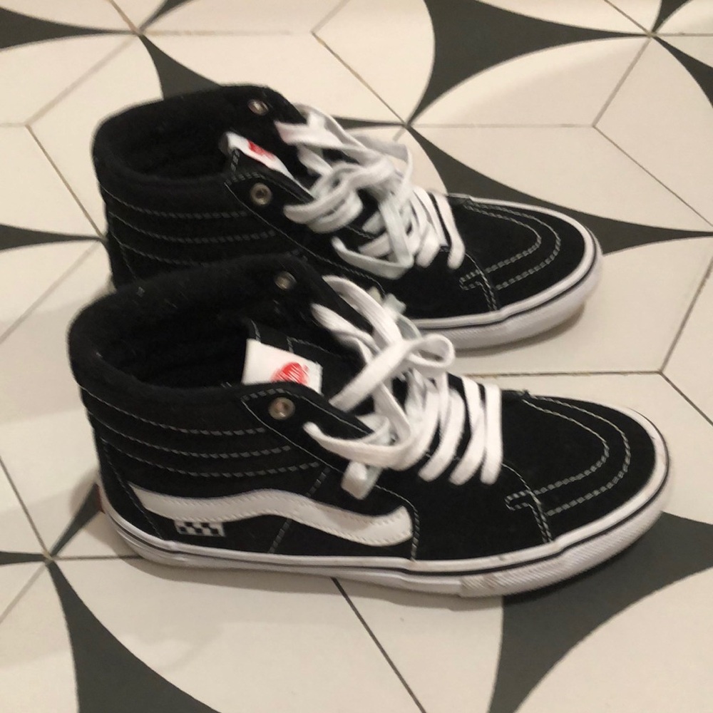 Vans Black and White Sk8-Hi Sneakers with Padded Collar